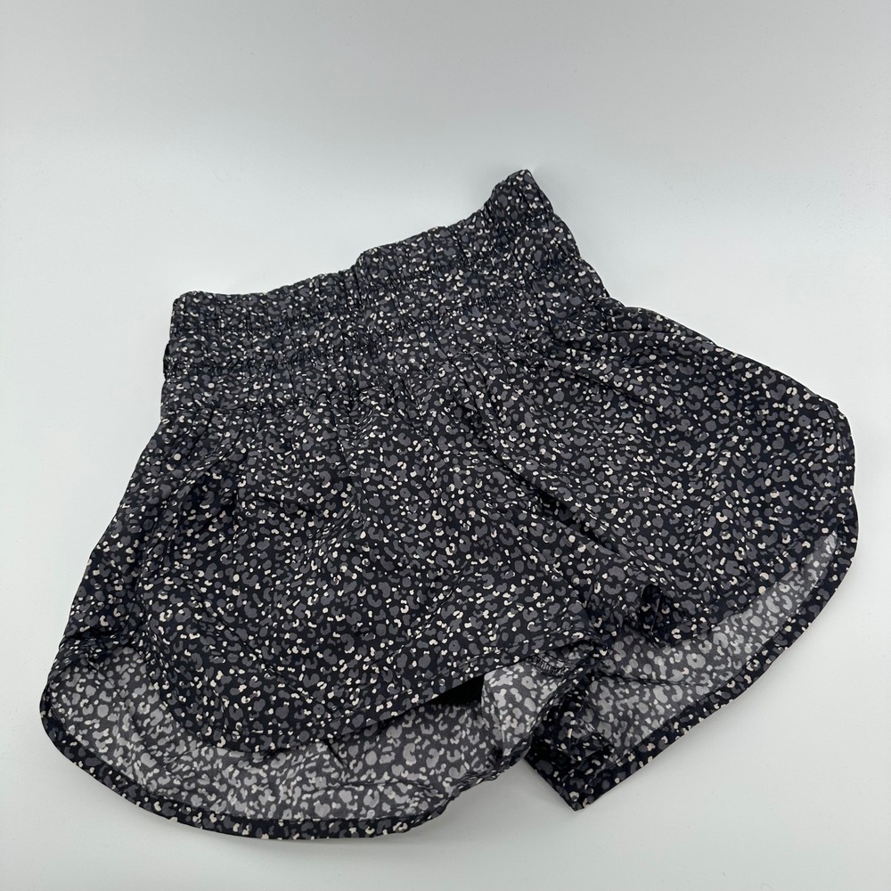 FP Movement Women's Running Shorts Black Gray Animal Print Smocked Waist S